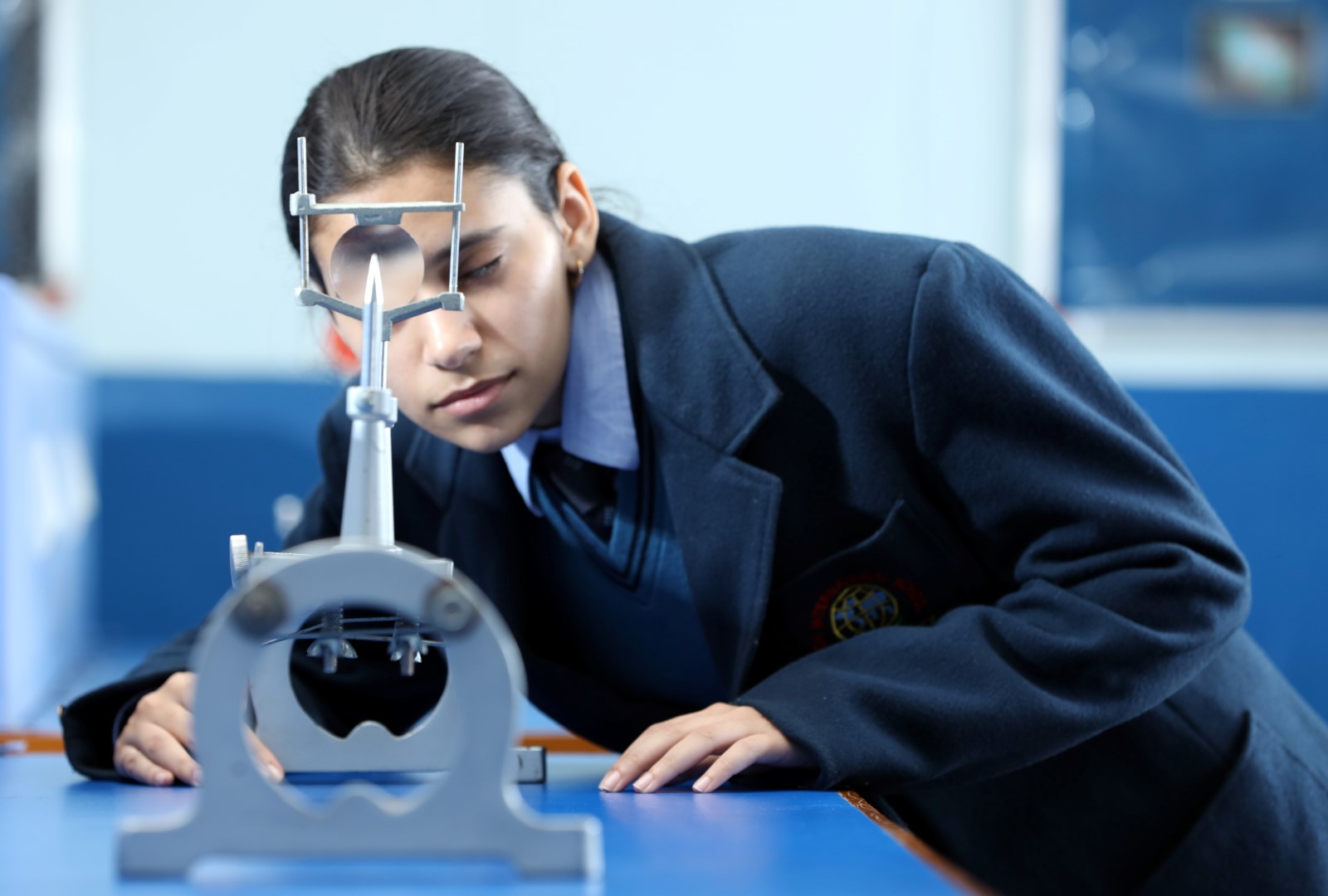 2 students talking and smiling